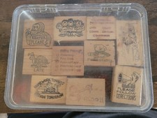 Lot Of 10 vintage wood mounted rubber elementary teachers stamp set