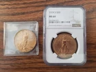 1914-S NGC MS64 $20 Saint Gaudens Gold Double Eagle, includes a 1909-S none Cert