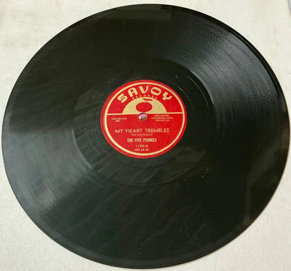 The Five Pennies 1956 DOO WOP 78 My Heart Trembles / Money SAVOY 1190 Mint- HEAR - Image 2 of 3