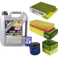 Mann Inspektionspaket 5L Liqui Moly Top Tec 4100 5W-40 FüR Fiat Panda 1.2 4X4