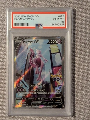 Pokemon 2022 SWSH Go Mewtwo v Alternate Full Art Ultra Rare Card #072/078 PSA 10