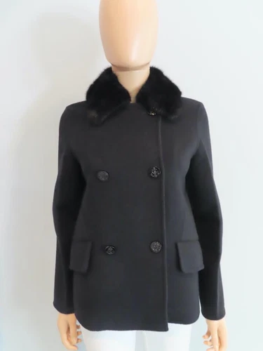 LOUIS VUITTON（LV） LOUIS VUITTON Pavone Nero Doppiopetto Collo Visone Staccabile F 34 US 2