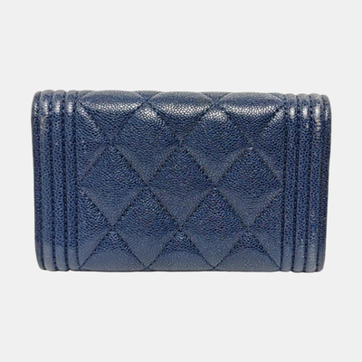 CHANEL BOY CHANEL Mini bags Leather Blue Free Shipping | Duties