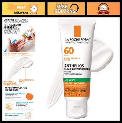 Oil-Free Sunscreen for Face SPF 60, Dry Touch, Broad Spectrum, Non-Greasy, Trave