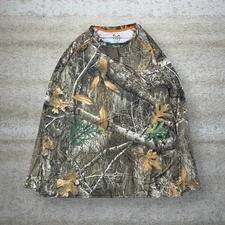 Vintage 90s Realtree Hunting Camo Shirt Mens XL Woodland Polyester Long Sleeve