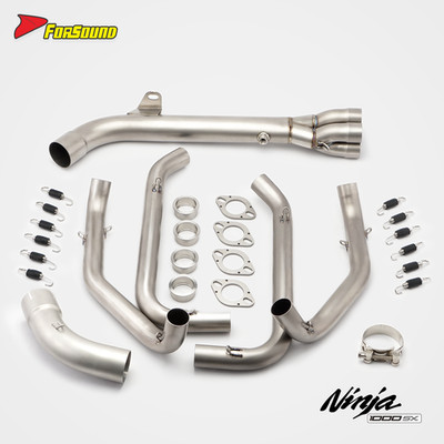 Kawasaki Ninja 1000SX 2020 2024 Titanium Mid Pipe Exhaust with Carbon Fiber Tip