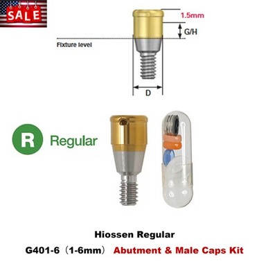 Hiossen Standard Overdenture Abutment & Male Caps Kit Fit Osstem ET III Implant