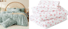 Queen Sheet Set - 4 Piece Blossoms Pink, Soft Cooling Bedding Set