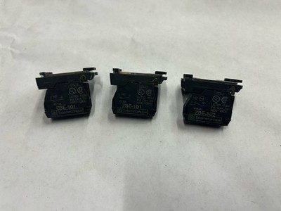 (2) Telemecanique ZBE-101 & (1) ZBE-102 Contact Blocks