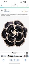 Camellia Flower Pins Fashion Black White Enamel Floral Brooch
