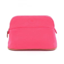 HERMES Bolide pouch 20 Bag canvas leather Pink Brown hibiscus Used Women SHW