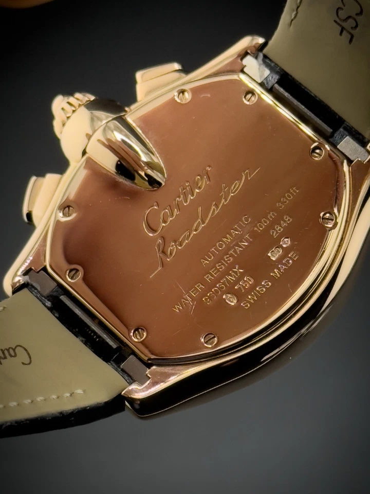 Reloj Cartier Roadster XL Cronógrafo Oro Rosa 18k Esfera Marrón/Chocolate 2848 Foto 4 de 4