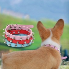 Colorful Cat Dog Collar Leather Pet Necklace Pet Neck Strap Small Medium Pets