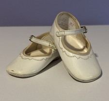 Vintage White Toddler Girl Mary Jane Shoes Buckle Vinyl Patent Mary Janes Sz 1