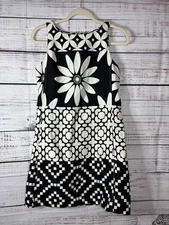 Vtg DESIGUAL by CHRISTIAN LACROIX BLACK WHITE ALL OVER PRINT DRESS WOMENS 38