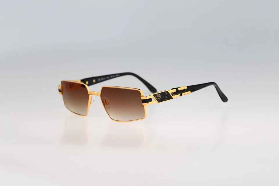 Diva 4087 2, Gafas de sol cuadradas vintage años 90 negras y doradas para hombre y mujer, nuevas de stock Foto 3 de 4