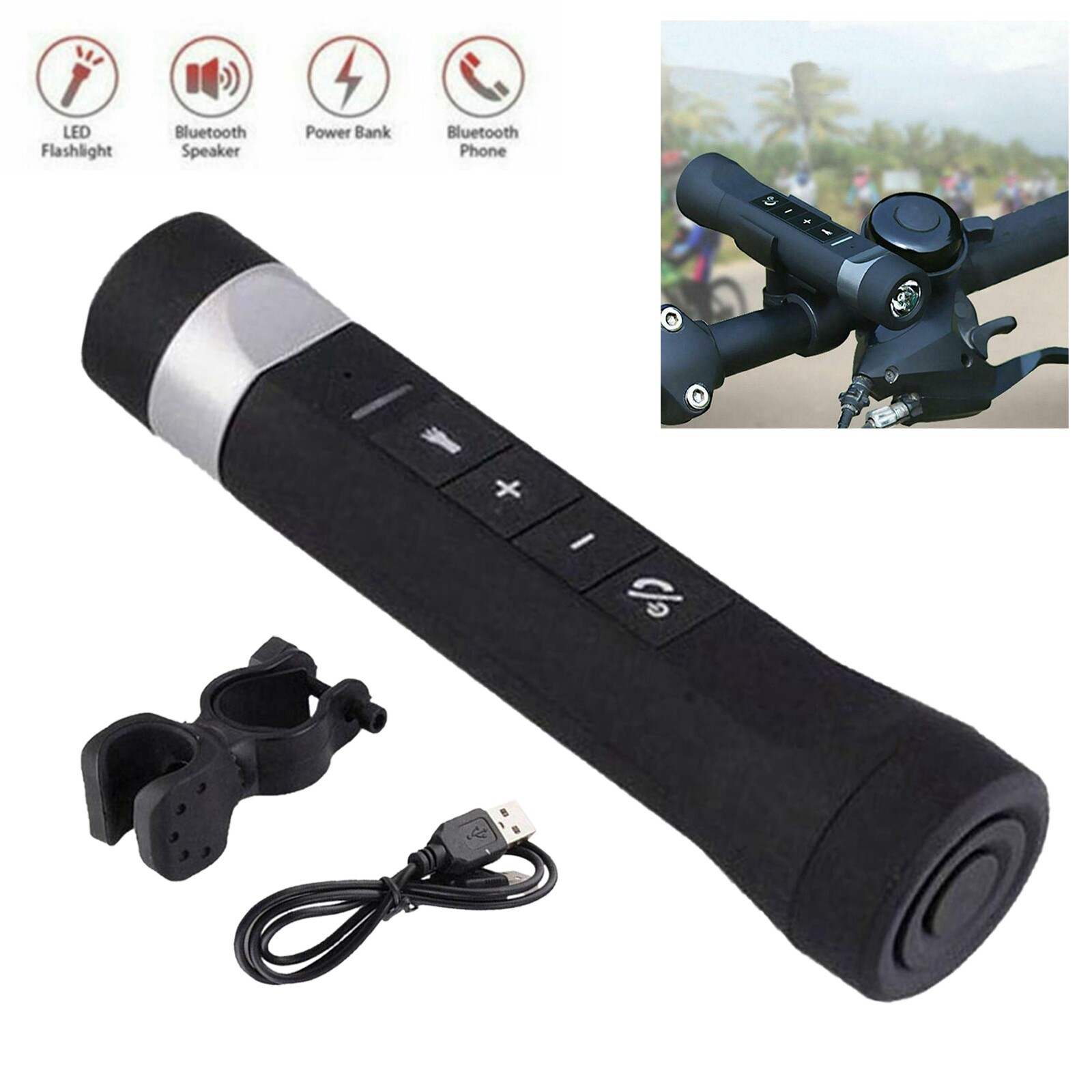 3 in 1 Bluetooth Wireless Speaker Waterproof LED Torch Light