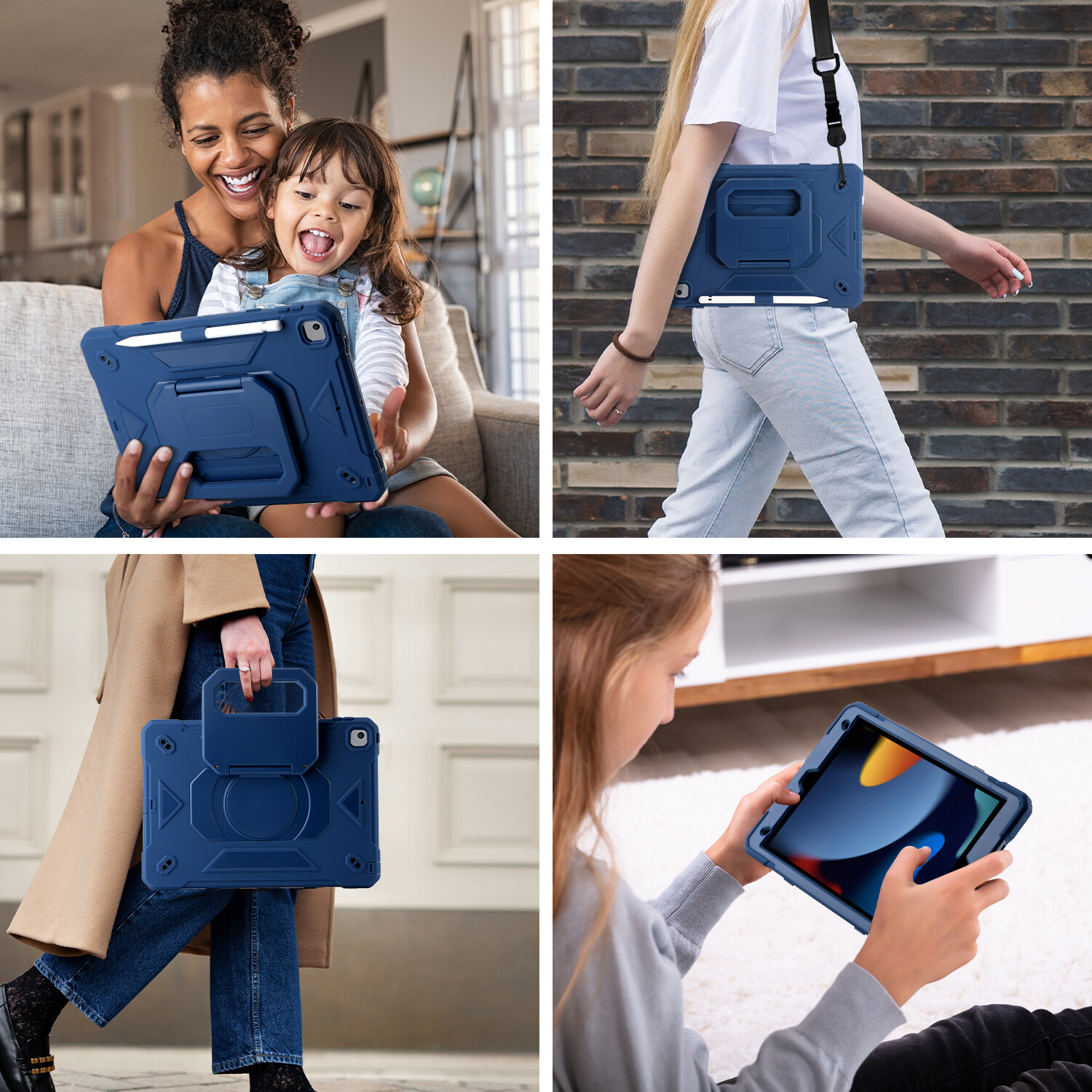 For iPad 9th/ 8th/ 7th Gen Case 10.2 inch Shockproof Case w/ Stand+Pencil Holder