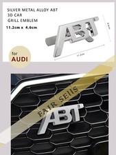 Metal Abt Silver Logo Front Grill Emblem Bonnet Badge For Audi A3 A4 A6 Q3 Q7