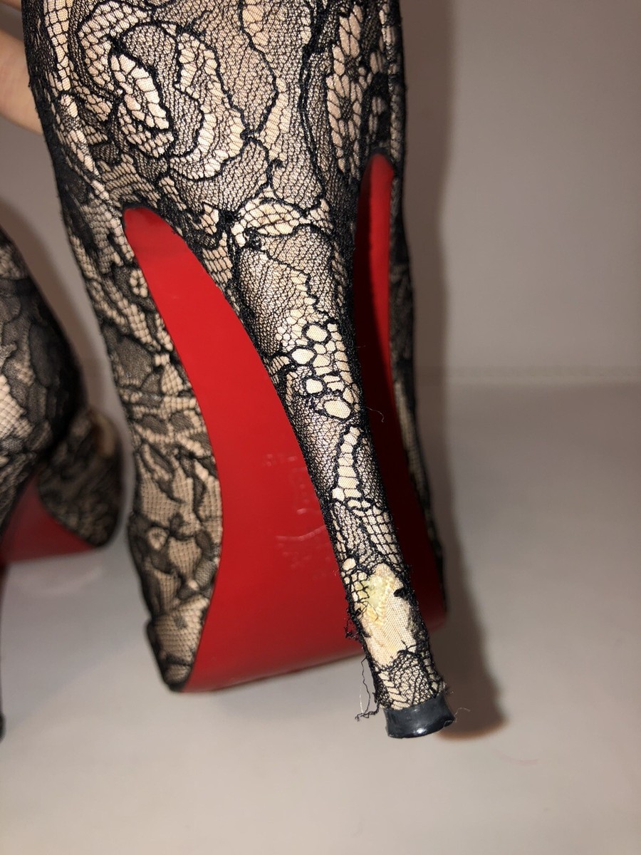 Christian louboutin lace peep toe pumps size 38.5 | eBay