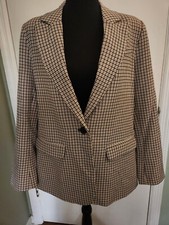 Vince Camuto Ladies Padded Shoulder Split Blazer Size M Plaid