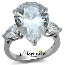 Womens 11.83Ct Pear Shape Cubic Zirconia Stainless Steel Engagement Ring Sz 5-10