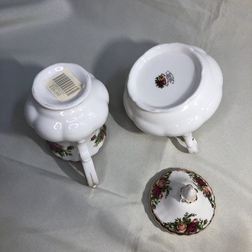 Royal Albert "Old Country Roses" Bone China COVERED SUGAR & CREAMER Gold Trim - Picture 5 of 10