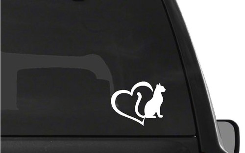 Cat Love Heart Vinyl Decals car window laptop Pet Lover Sticker - Picture 3 of 6