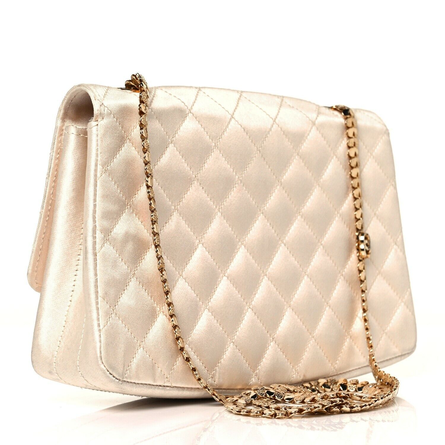 Chanel Cream Quilted Flower Embossed Medium Gold Chain Flap Bag Leather  White gold Metal ref.293780 - Joli Closet