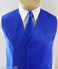 ROYAL BLUE XS to 6XL MEN'S Tuxedo Suit Dress Vest Waistcoat  Neck tie Wedding