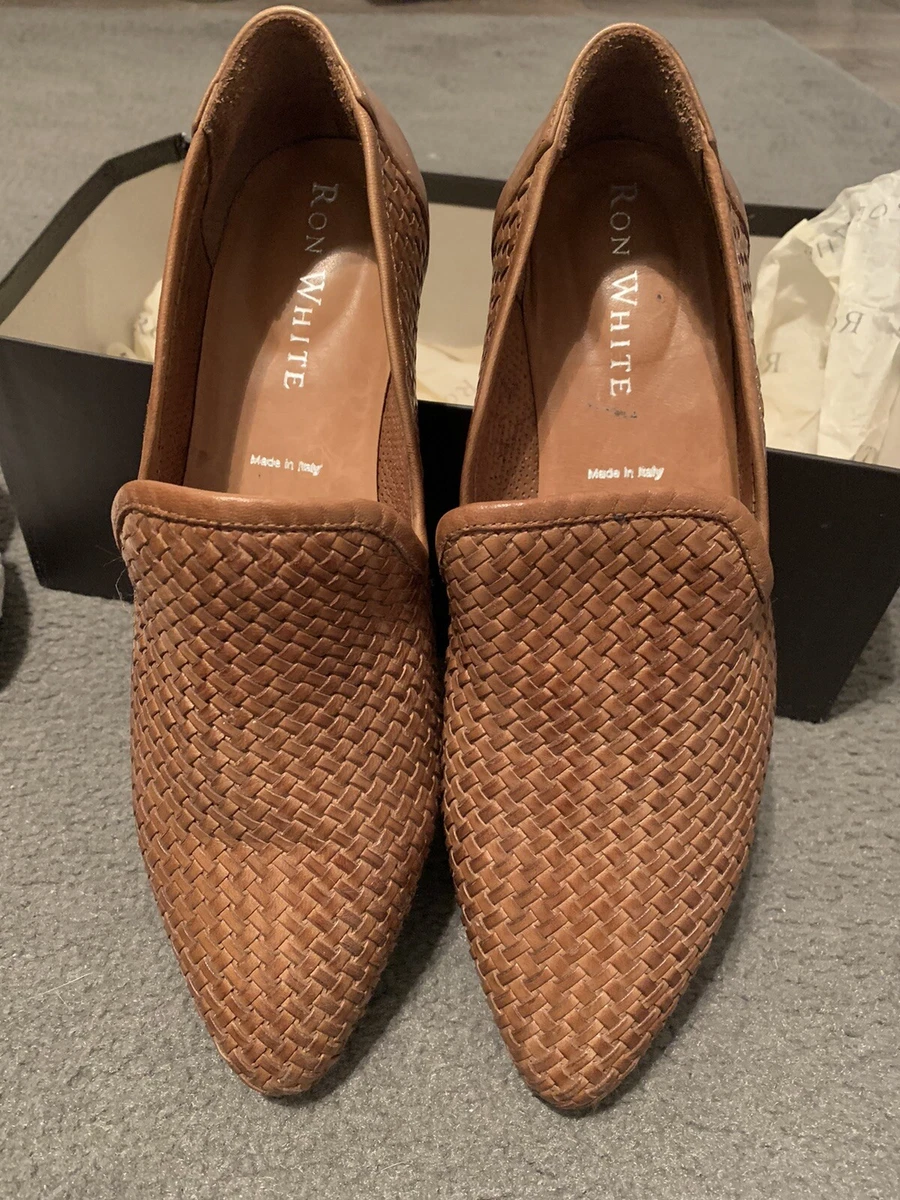 Ron White Yara Woven Cognac Slip On Loafers Size 7 37.5 eBay