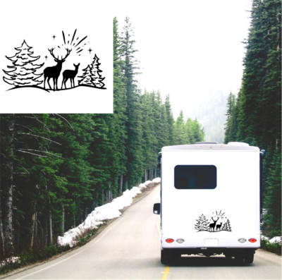 Hirschwald Winterszene Aufkleber groß Wohnwagen Wohnmobil Camper Decal