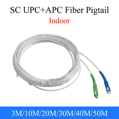 Fiber Optic Pigtail UPC APC SC 2-Core Single-mode Simplex Indoor Patch Cord3-50M