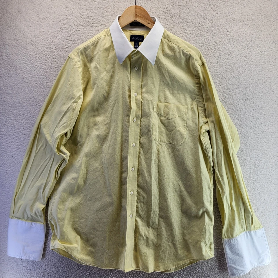 Camisa de Vestir Oxford Paul Frederick Años 80 Dos Capas Algodón Pinpoint XL 16.5 37 Amarilla Foto 2 de 4