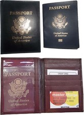Lot of 2 USA Leather passport case, wallet, credit card leather card case new