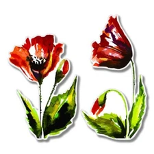 Car Sticker Poppies L1281 Watercolour Picture Painted Sticker - 12cm