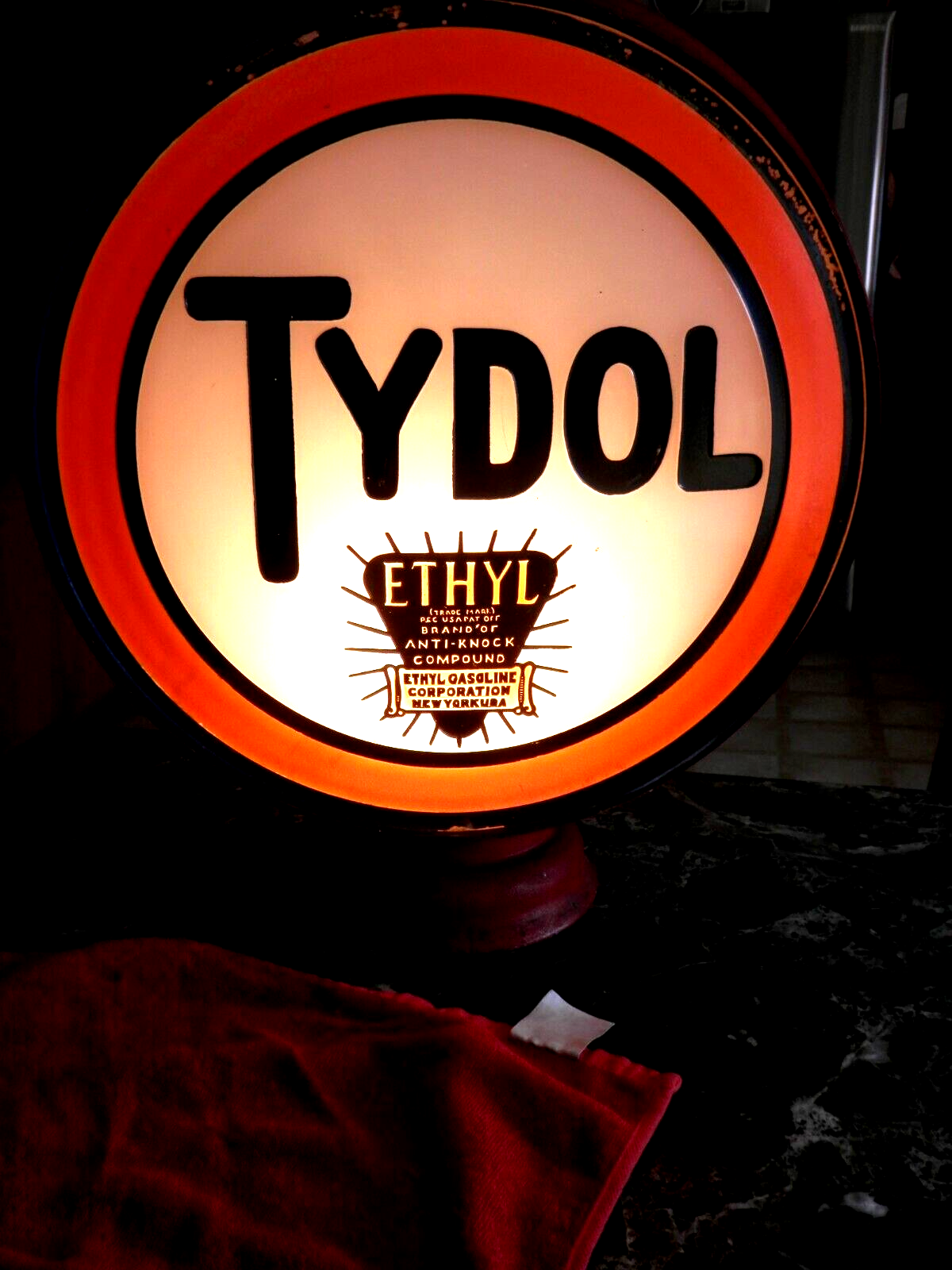 Vintage original early cast milk glass lens Gas Pump Globe W/NOS