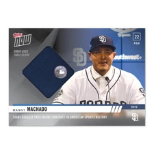 MANNY MACHADO SIGNS BIGGEST FREE-AGENT CONTRACT TOPPS NOW CLOTH RELIC CARD #ST1A