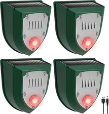 4-Pack Solar Motion Sensor Alarm with Sound and Ultrasonic, Ultrasonic Motion Se