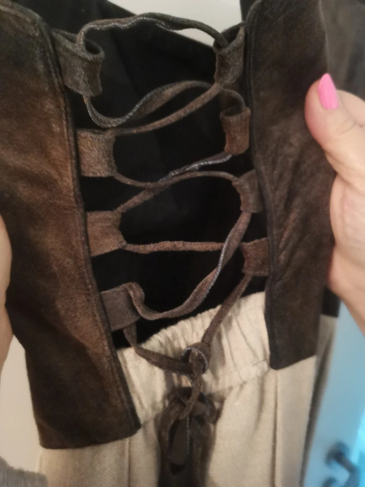 Trachtenset - Dirndl+Bluse+Unterrock+Handtasche C&A WILDLEDER/LEINEN 48/XL *TOP* - Bild 4 von 4