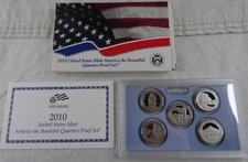 2010-S US Mint Quarter Proof Set America the Beautiful ATB 5 Coins Box COA OGP