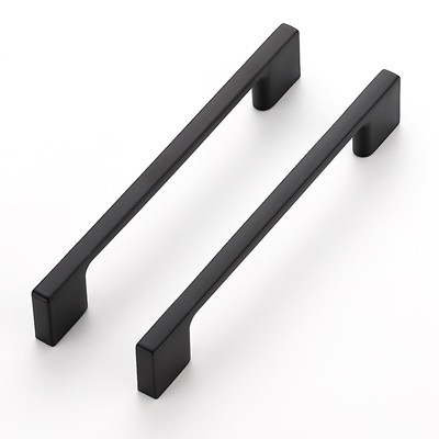 5 Pack Kitchen Cabinet Handles 5'' Hole Center Wide Foot Drawer Pulls - Black ...