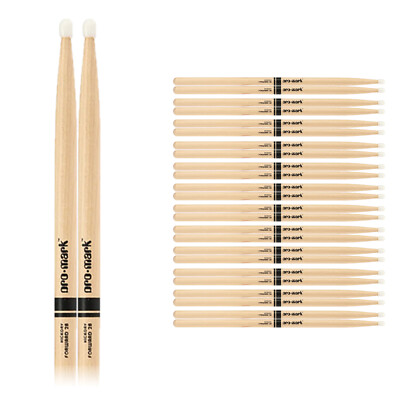 12 Pairs Pro Mark TX2BN American Hickory 2B Nylon Tip Short Taper Drumsticks