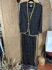 F/Stop 1980 women jacket Large and pant Medium Suit Black With White Polka Dots