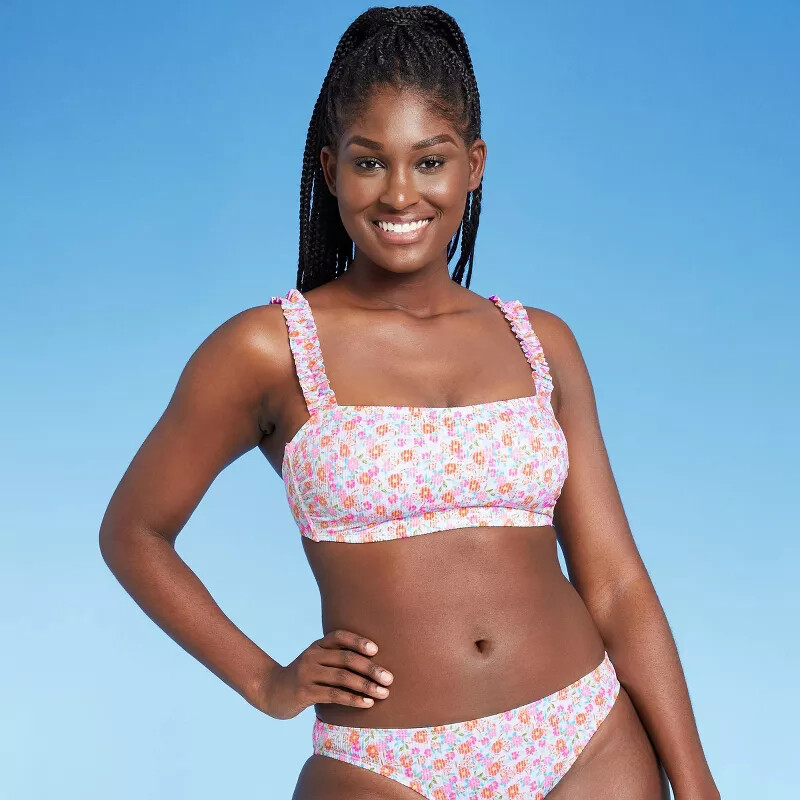 Women's Xhilaration Pink Floral Bikini Bralette Swim Top Size XS for sale online eBay