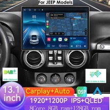8GB+128GB Android 13.1'' Carplay Car GPS Radio Stereo For Jeep Wrangler JK 11-17