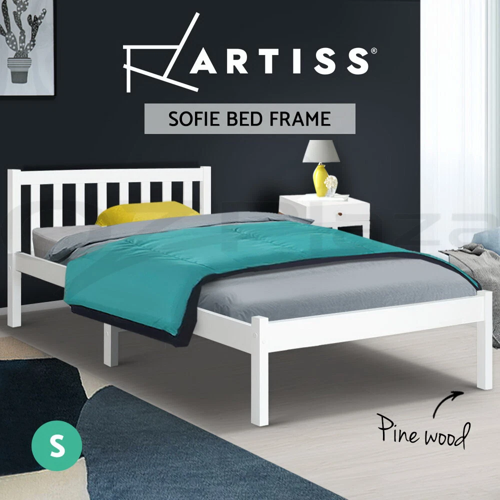 Artiss Bed Frame Single Size Wooden Mattress Base Timber Platform White  SOFIE 9350062161210 | eBay
