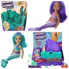 Kinetic Sand, Mermaid Crystal Playset, 2 Chelsea, 2 lbs sparkle sand, 10 surpris