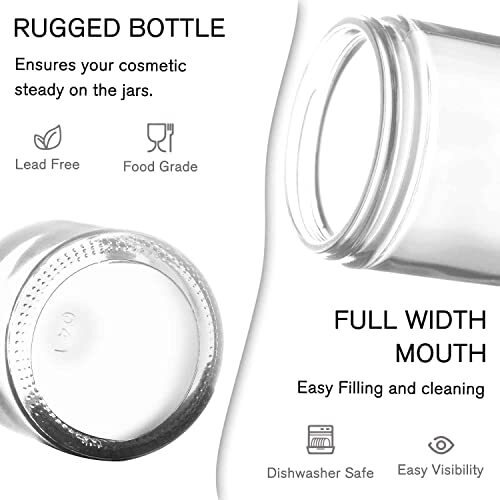 2 oz Glass Jars with Lids, 3 pack Clear Small Jar with White Lids