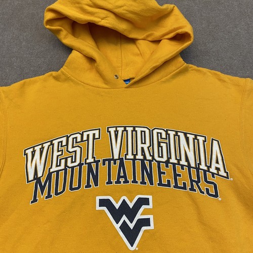 West Virginia Sweater Sweatshirt Mens Small Yellow Champion Eco Hoodie - Picture 2 of 10